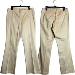 Y2K Cache Wide Leg Trouser Dress Pants Women's 12 Ivory Sateen Career Interview